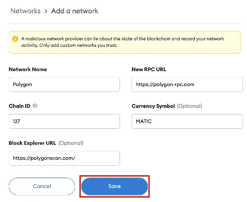 add polygon network to metamask