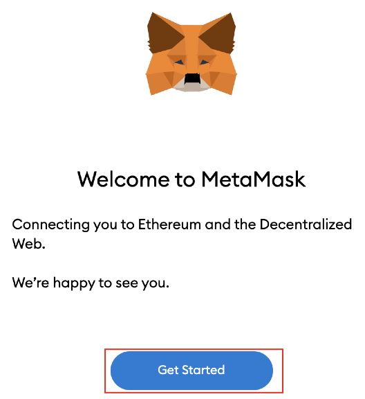 Metamask welcome screen