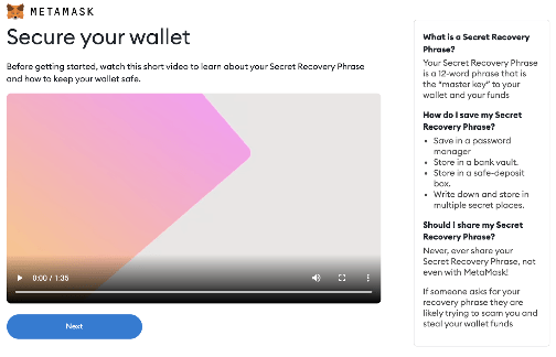 video on seed phrase by metamask