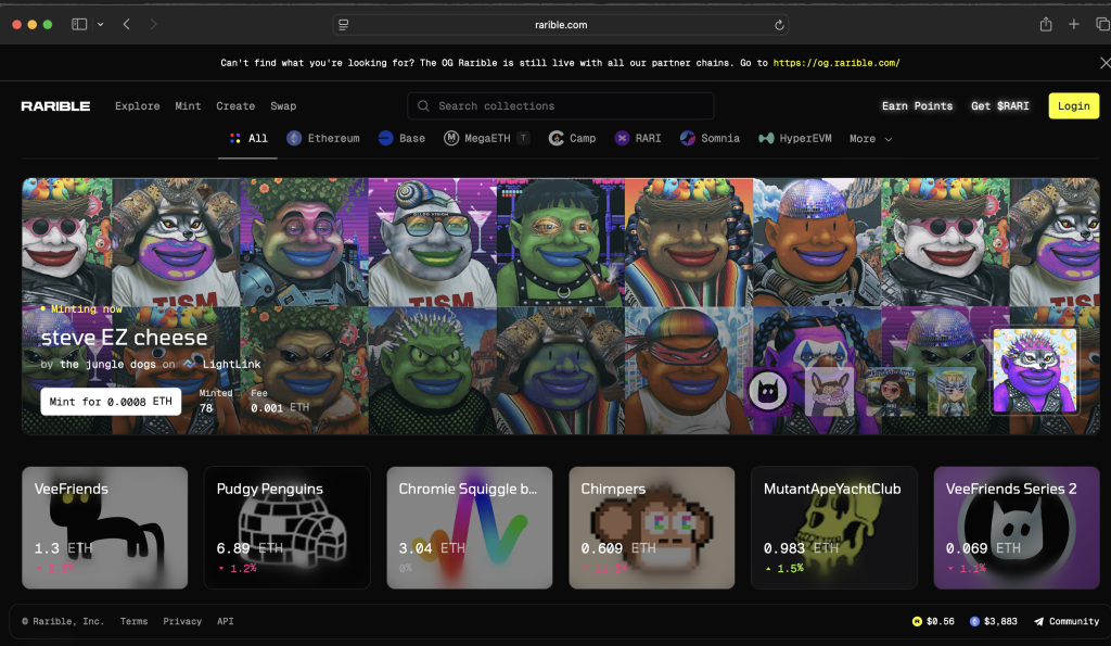 Create an account on an NFT marketplace like rarible or opens