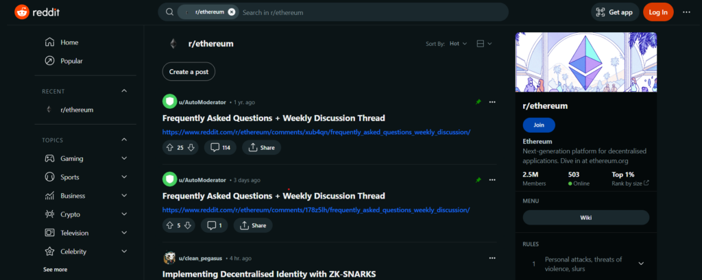 Reddit r/ethereum